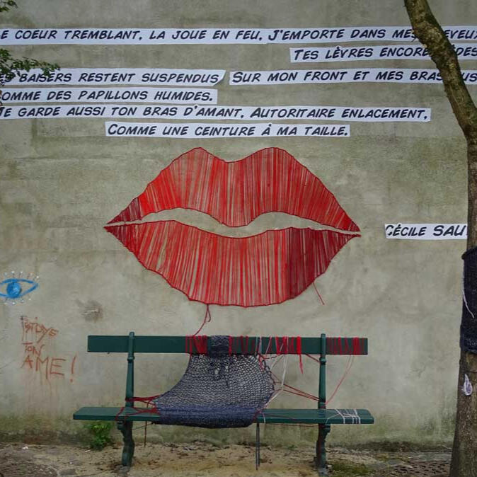 Street art, Auray, France - a poem by Cécile Sauvage turns an ordinary side street into a place to stop and read.